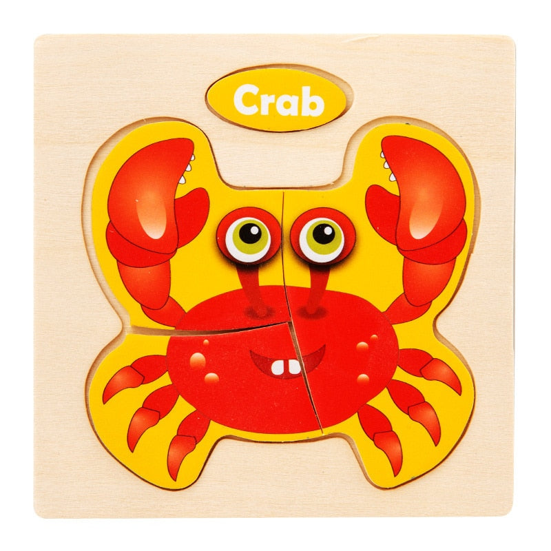 Baby Toy 3D Wooden Puzzle Kids Toy Wood Jigsaw Puzzle Cartoon Animal Vehicle Baby Early Educational Toys for Children Gift - vistoys