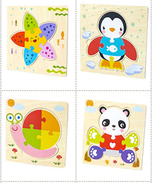 Baby Toys Wooden 3D Jigsaw Puzzle Cartoon Animal Traffic Tangram Jigsaw Puzzles Early Learning Educational Toys For Children