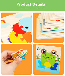 Baby Toys Wooden 3D Jigsaw Puzzle Cartoon Animal Traffic Tangram Jigsaw Puzzles Early Learning Educational Toys For Children