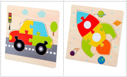 Baby Toys Wooden 3D Jigsaw Puzzle Cartoon Animal Traffic Tangram Jigsaw Puzzles Early Learning Educational Toys For Children