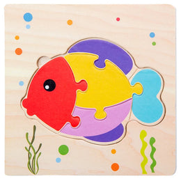 Baby Toys Wooden 3D Jigsaw Puzzle Cartoon Animal Traffic Tangram Jigsaw Puzzles Early Learning Educational Toys For Children