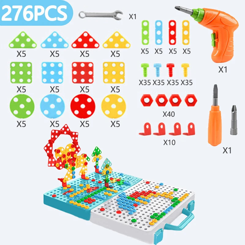Kids Drill Screw Nut Puzzles Toys Pretend Play Tool Drill Disassembly Assembly Children Drill 3D Puzzle Toys For Boy