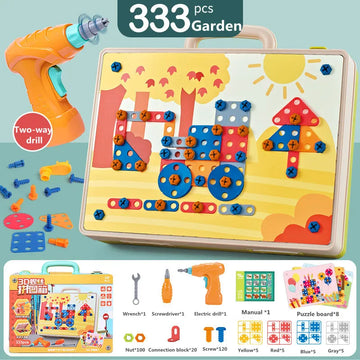 Vis de perçage 3D, Puzzle de démontage créatif, jouets pour enfants, briques de construction, ensemble de perceuse électrique, jouet éducatif