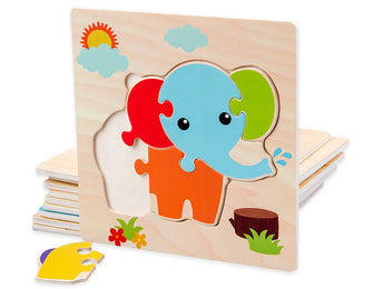 Baby Toys Wooden 3D Jigsaw Puzzle Cartoon Animal Traffic Tangram Jigsaw Puzzles Early Learning Educational Toys For Children