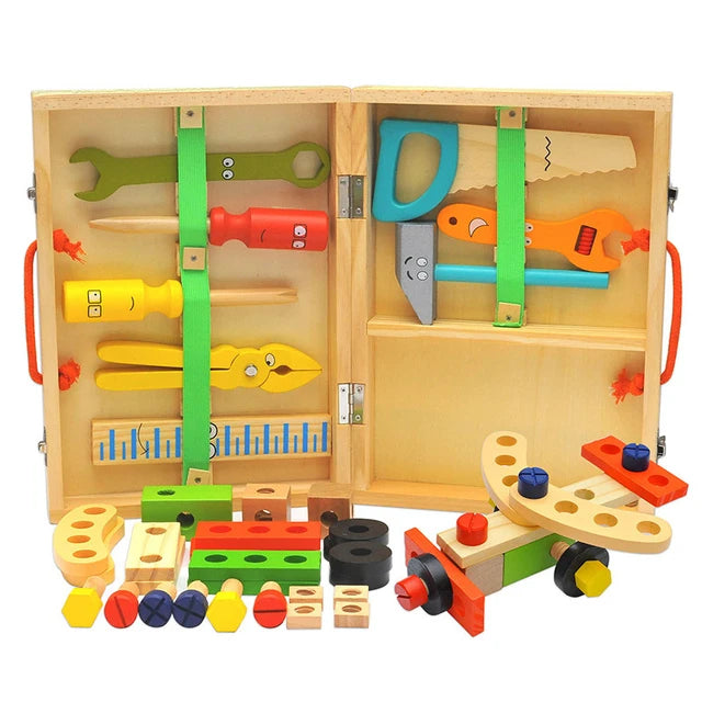 Wooden Assembling Chair Kids Montessori Toy For Baby Boy Educational DIY Wooden Blocks Variety Nut Combination Toys For Children