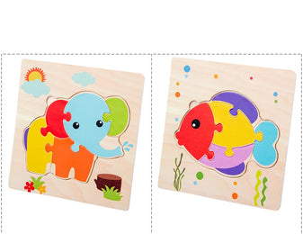 Baby Toys Wooden 3D Jigsaw Puzzle Cartoon Animal Traffic Tangram Jigsaw Puzzles Early Learning Educational Toys For Children