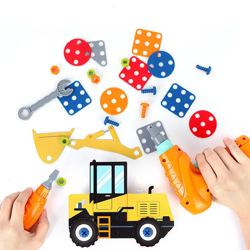 Drilling Screw 3D Creative Disassembly Puzzle Toys For Children Building Bricks Kids DIY Electric Drill Set Educational Toy - vistoys 