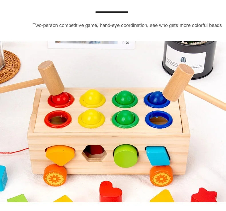 Kids Wooden Building Blocks Cars Baby Montessori Educational Toys Puzzle Drag Car Children Shape and Color Matching Learning Toy