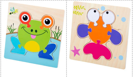 Baby Toys Wooden 3D Jigsaw Puzzle Cartoon Animal Traffic Tangram Jigsaw Puzzles Early Learning Educational Toys For Children