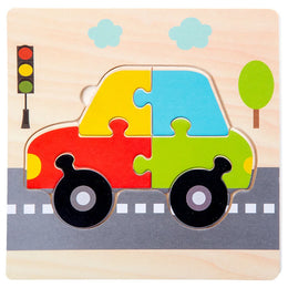 Baby Toys Wooden 3D Jigsaw Puzzle Cartoon Animal Traffic Tangram Jigsaw Puzzles Early Learning Educational Toys For Children