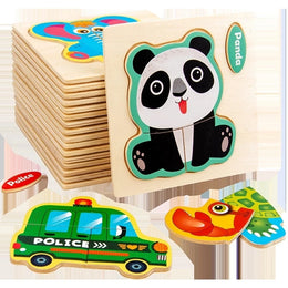 Baby Toys Wooden 3D Jigsaw Puzzle Cartoon Animal Traffic Tangram Jigsaw Puzzles Early Learning Educational Toys For Children