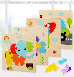 Baby Toys Wooden 3D Jigsaw Puzzle Cartoon Animal Traffic Tangram Jigsaw Puzzles Early Learning Educational Toys For Children