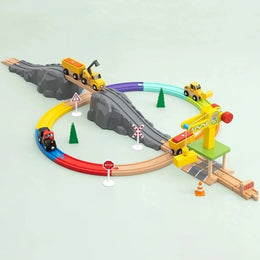 NEW Wooden Train Track Set Wood Railway Tracks Spiral Train Tracks Compatible With Wooden Train Toys For Kids Gifts