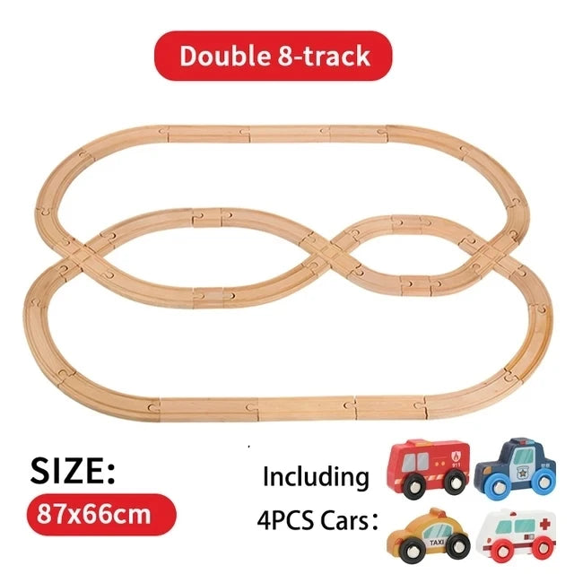NEW Wooden Train Track Set Wood Railway Tracks Spiral Train Tracks Compatible With Wooden Train Toys For Kids Gifts