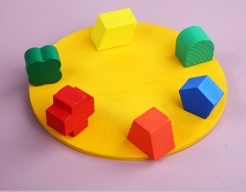 Montessori 15 Hole Intelligence Box Geometric Shapes 3D Puzzle Early Education Three-Dimensional Wooden Paired Building Block