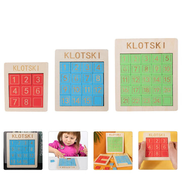 3 Puzzles coulissants en bois Klotski, casse-tête Tangram, jouets d'intelligence, jouets éducatifs pour garçons, cadeau de fête