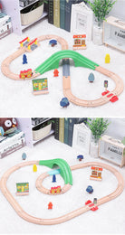 NEW Wooden Train Track Set Wood Railway Tracks Spiral Train Tracks Compatible With Wooden Train Toys For Kids Gifts