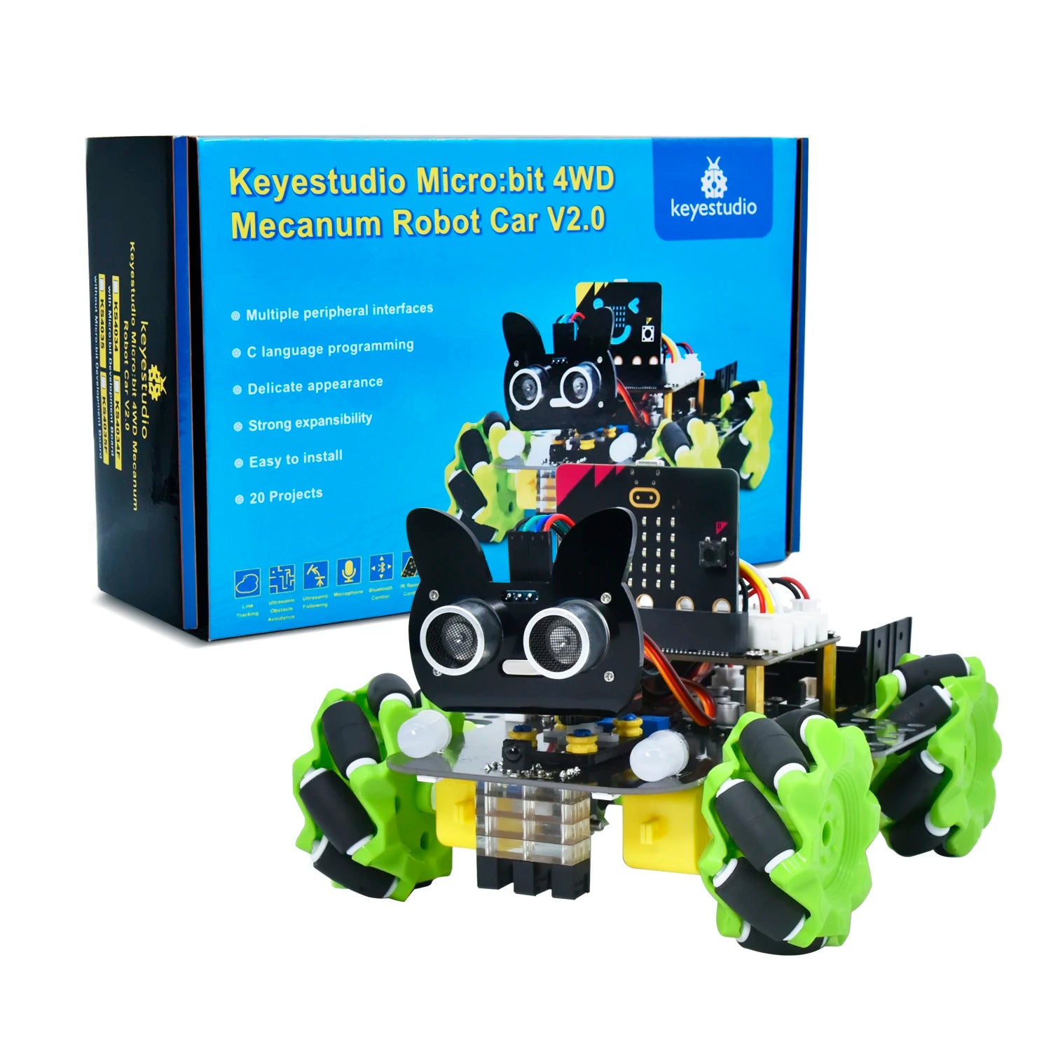 Smart Robot Car+18 Projects For BBC Micro:bit Robot Car Python Kit STE