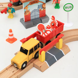 NEW Wooden Train Track Set Wood Railway Tracks Spiral Train Tracks Compatible With Wooden Train Toys For Kids Gifts