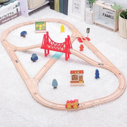 NEW Wooden Train Track Set Wood Railway Tracks Spiral Train Tracks Compatible With Wooden Train Toys For Kids Gifts