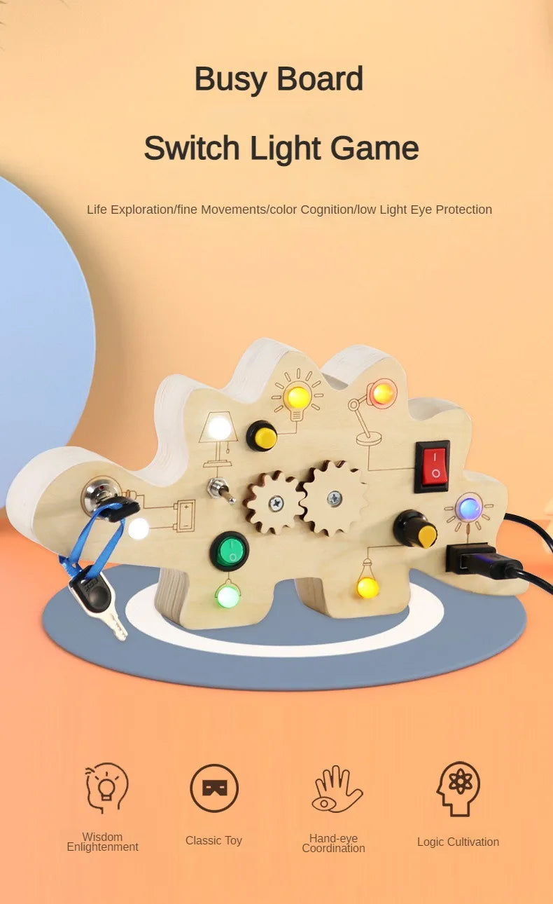 Montessori Busy Board Circuit LED Light Socket ON/OFF Baby Early Hand Fine Cognitive Education Teaching Aids Toy Gifts Busyboard