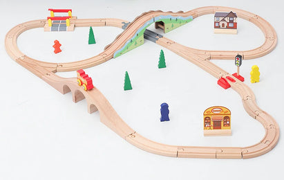 NEW Wooden Train Track Set Wood Railway Tracks Spiral Train Tracks Compatible With Wooden Train Toys For Kids Gifts