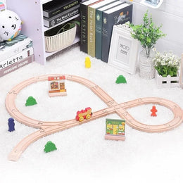 NEW Wooden Train Track Set Wood Railway Tracks Spiral Train Tracks Compatible With Wooden Train Toys For Kids Gifts