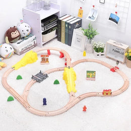 NEW Wooden Train Track Set Wood Railway Tracks Spiral Train Tracks Compatible With Wooden Train Toys For Kids Gifts