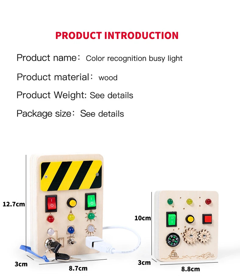 Montessori Busy Board Circuit LED Light Socket ON/OFF Baby Early Hand Fine Cognitive Education Teaching Aids Toy Gifts Busyboard