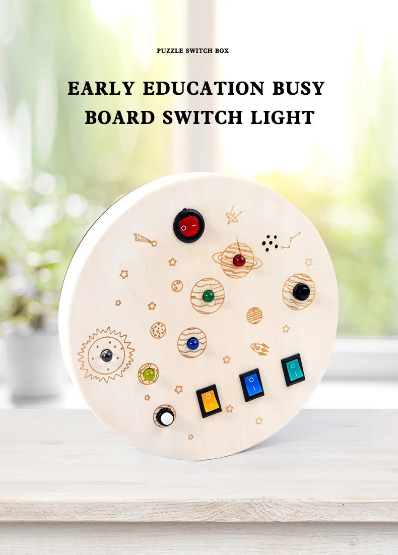 Montessori Busy Board Circuit LED Light Socket ON/OFF Baby Early Hand Fine Cognitive Education Teaching Aids Toy Gifts Busyboard