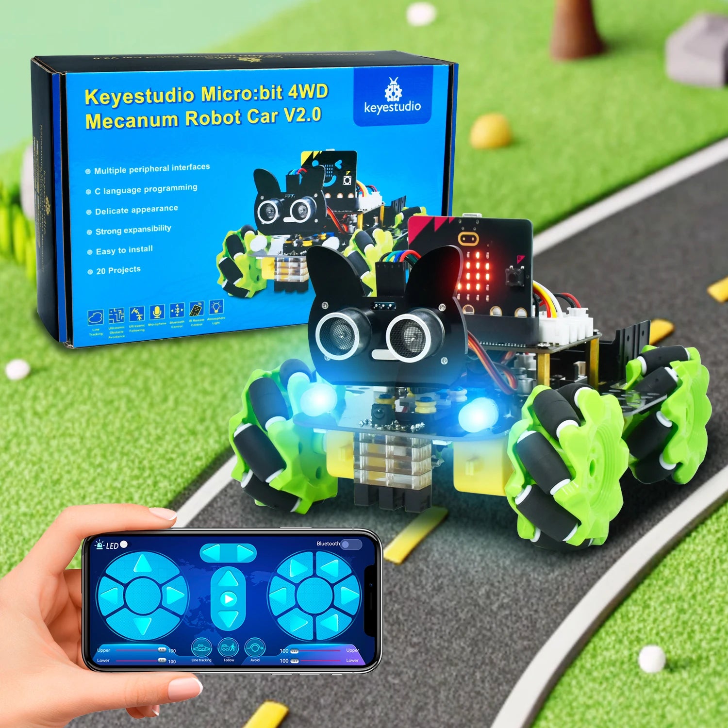 Smart Robot Car+18 Projects For BBC Micro:bit Robot Car Python Kit STE