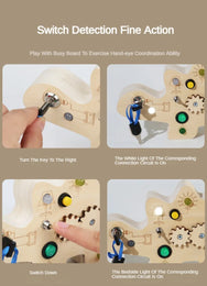 Montessori Busy Board Circuit LED Light Socket ON/OFF Baby Early Hand Fine Cognitive Education Teaching Aids Toy Gifts Busyboard