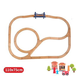 NEW Wooden Train Track Set Wood Railway Tracks Spiral Train Tracks Compatible With Wooden Train Toys For Kids Gifts