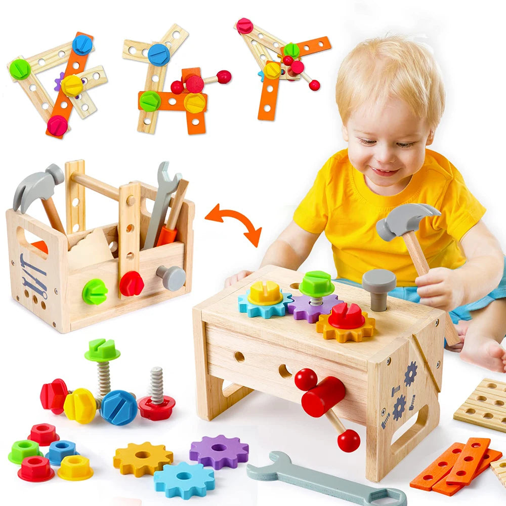 Kids Tool Bench Wooden Set Toys Montessori Toys Workbench Construction Toys Educational STEM Toys Christmas Birthday Gifts