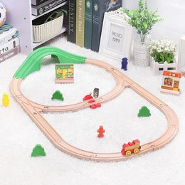 NEW Wooden Train Track Set Wood Railway Tracks Spiral Train Tracks Compatible With Wooden Train Toys For Kids Gifts