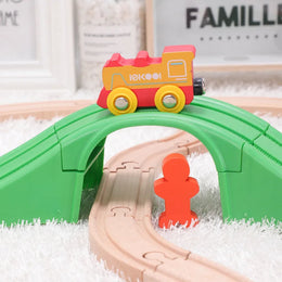 NEW Wooden Train Track Set Wood Railway Tracks Spiral Train Tracks Compatible With Wooden Train Toys For Kids Gifts