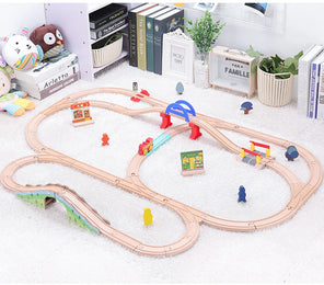 NEW Wooden Train Track Set Wood Railway Tracks Spiral Train Tracks Compatible With Wooden Train Toys For Kids Gifts