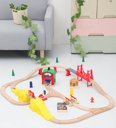 NEW Wooden Train Track Set Wood Railway Tracks Spiral Train Tracks Compatible With Wooden Train Toys For Kids Gifts