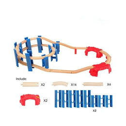 NEW Wooden Train Track Set Wood Railway Tracks Spiral Train Tracks Compatible With Wooden Train Toys For Kids Gifts