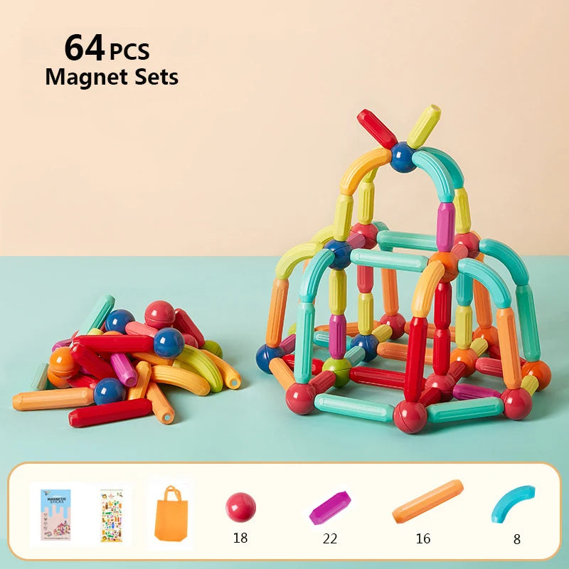 Magnetic Building Sticks Blocks Toy For Toddlers Montessori Stem Educational Construction Set Magnet Toys For Kids