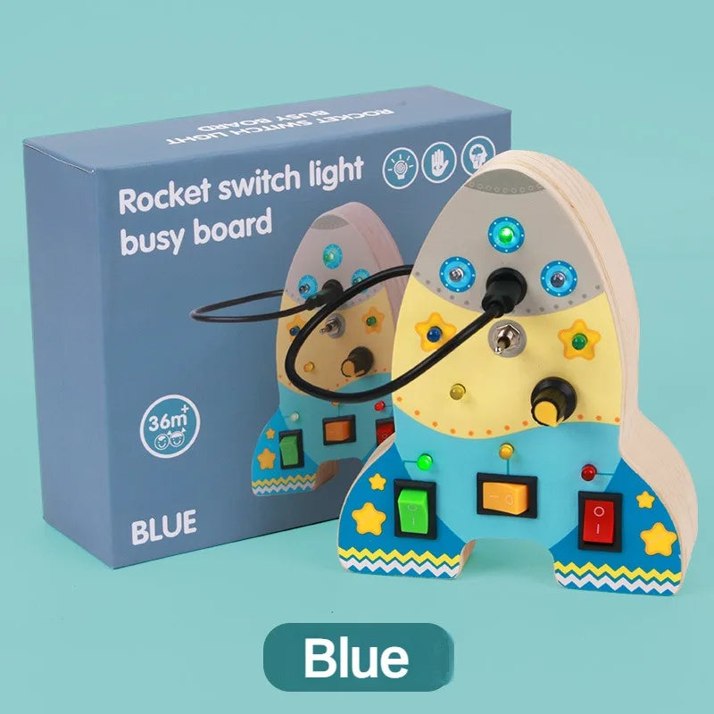 Montessori Busy Board Circuit LED Light Socket ON/OFF Baby Early Hand Fine Cognitive Education Teaching Aids Toy Gifts Busyboard