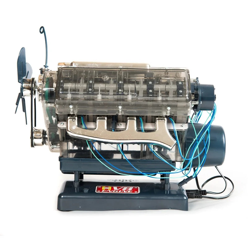 250pcs+ MINI V8 Engine Model Assembly Kit Transparent Visual Runnable Birthday Gift Toys STEAM