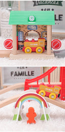 NEW Wooden Train Track Set Wood Railway Tracks Spiral Train Tracks Compatible With Wooden Train Toys For Kids Gifts