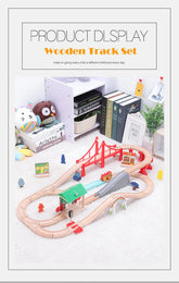 NEW Wooden Train Track Set Wood Railway Tracks Spiral Train Tracks Compatible With Wooden Train Toys For Kids Gifts