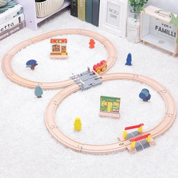 NEW Wooden Train Track Set Wood Railway Tracks Spiral Train Tracks Compatible With Wooden Train Toys For Kids Gifts