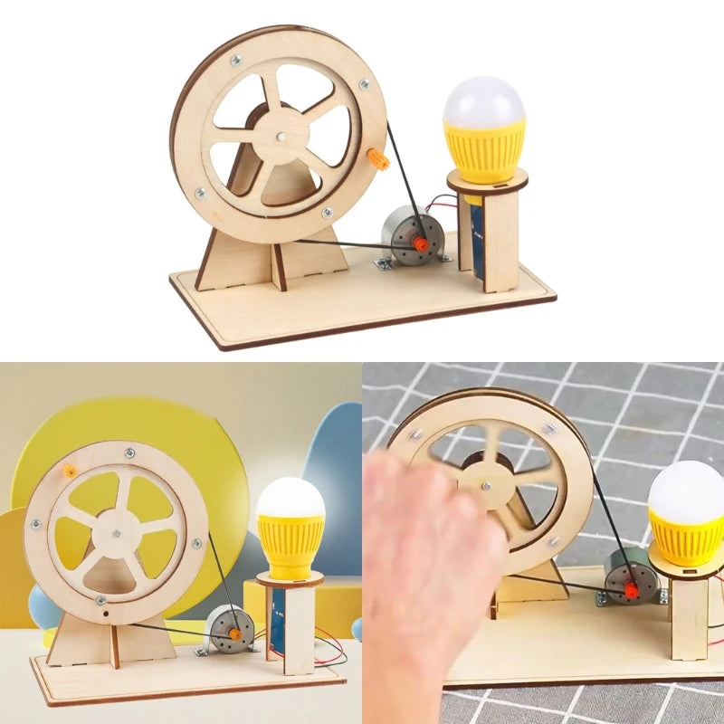 Hand Cranked Power Generator Kits STEM Building Toy DIY Light Bulb Science Experiments for Kids Age 7-14 Years