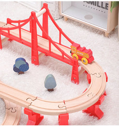 NEW Wooden Train Track Set Wood Railway Tracks Spiral Train Tracks Compatible With Wooden Train Toys For Kids Gifts