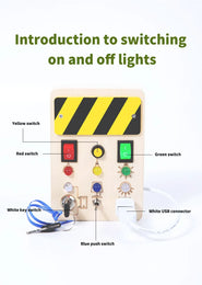 Montessori Busy Board Circuit LED Light Socket ON/OFF Baby Early Hand Fine Cognitive Education Teaching Aids Toy Gifts Busyboard