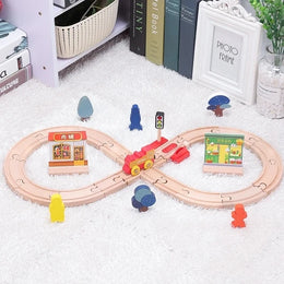 NEW Wooden Train Track Set Wood Railway Tracks Spiral Train Tracks Compatible With Wooden Train Toys For Kids Gifts