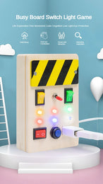 Montessori Busy Board Circuit LED Light Socket ON/OFF Baby Early Hand Fine Cognitive Education Teaching Aids Toy Gifts Busyboard